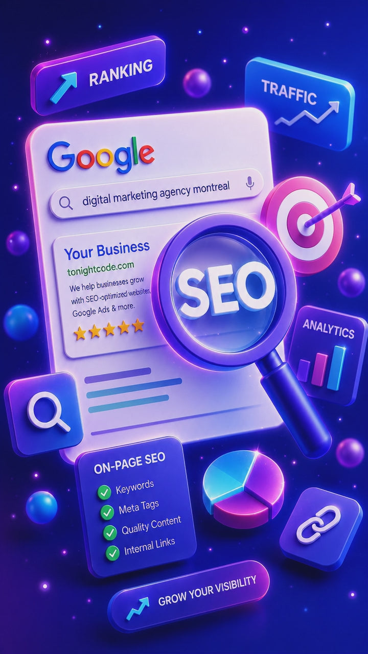 tonightcode seo improvement, rank #1 in searches